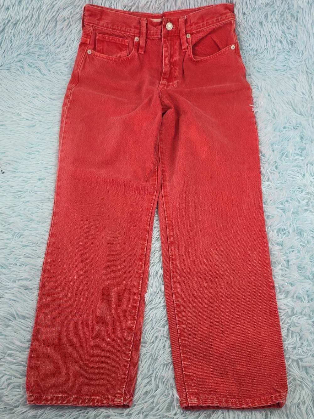 Madewell The Momjean Garment Dyed Red High Rise Jeans Size 26